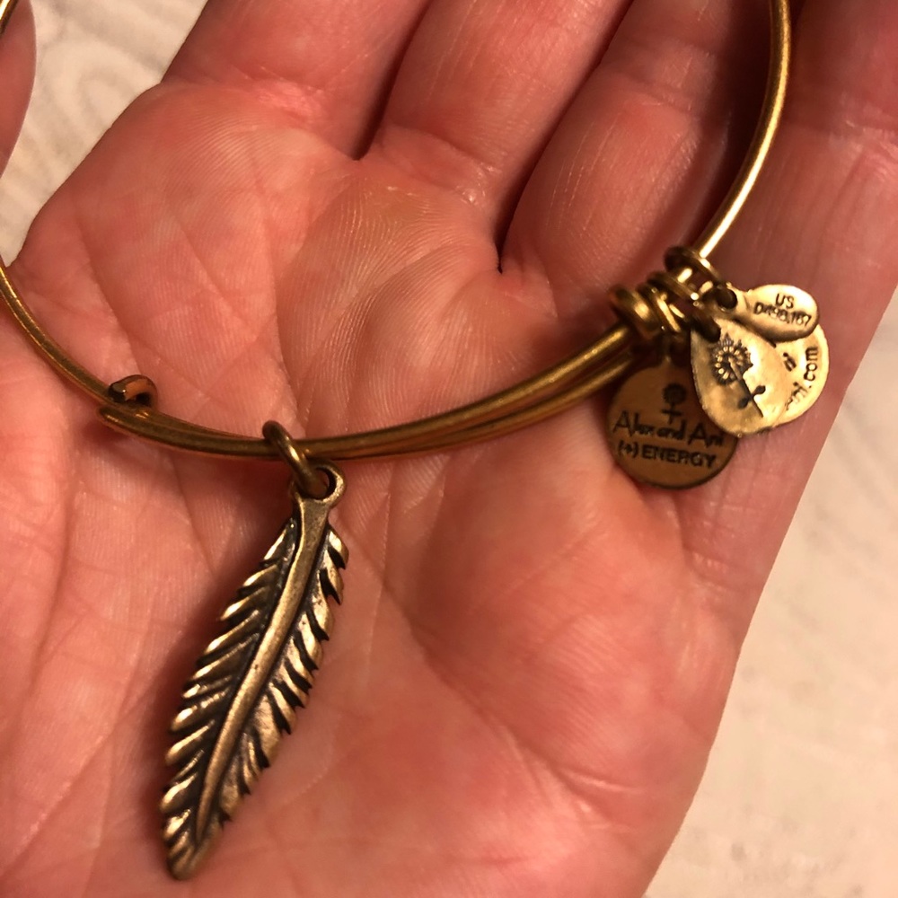 Alex and ani gold feather charm bangle bracelet - Picture 4 of 4